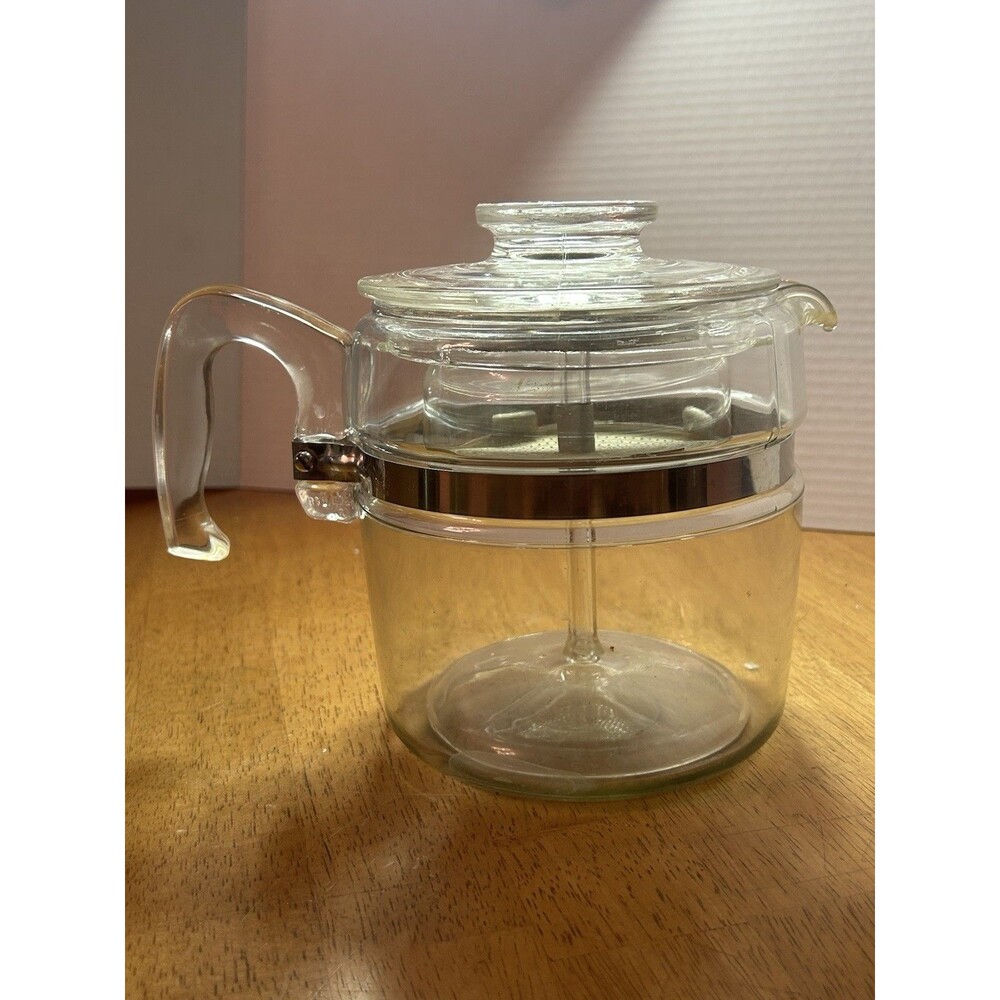 PYREX Flameware Glass Percolator Coffee Pot 6 Cup 7756 B Complete w/ Stem READ